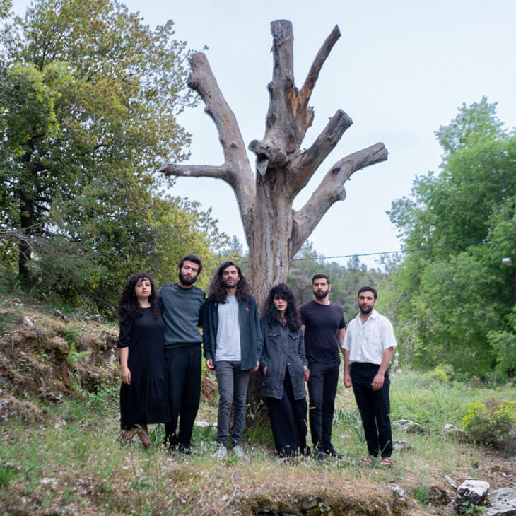 6 muzikanten voor een dode boom